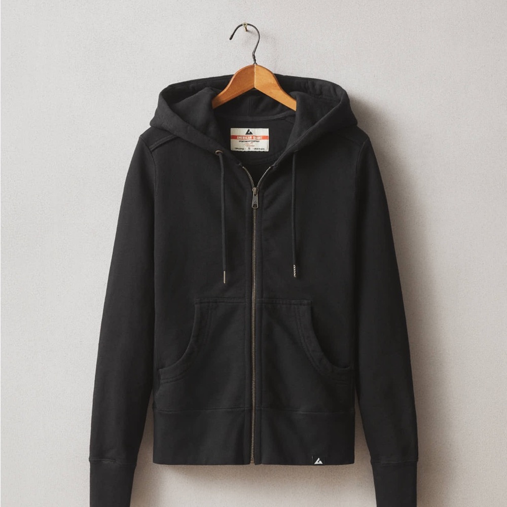 American Giant zip up hoodie classic full zip black m medium woman